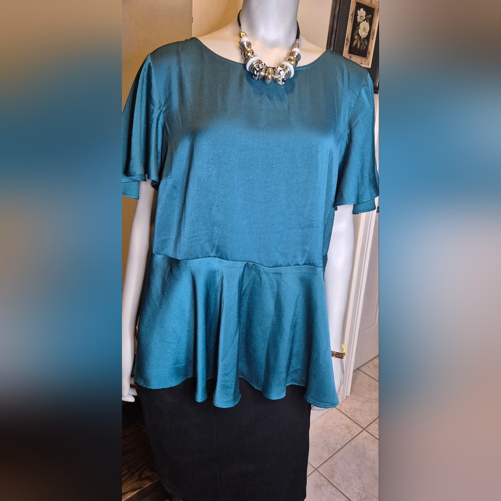 Torrid Teal Peplum Blouse